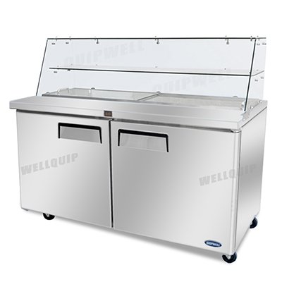 1-10.jpg commercial salad prep fridge with glass display and stainless steel GN pans
