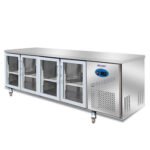 4-door commercial under bench fridge with double glazed glass doors and low running costs
