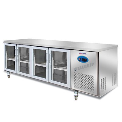 1-21.jpg 4-door commercial under bench fridge with double glazed glass doors and low running costs