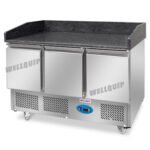 commercial saladette pizza prep fridge with granite counter