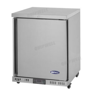 1-door under bench freezer with 105L capacity, solid stainless steel door and fan-forced cooling