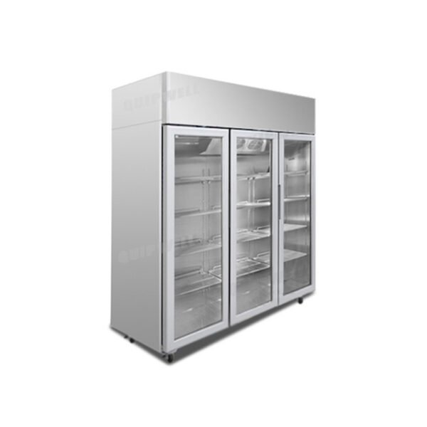 1-4.jpg 3-door commercial upright display freezer with triple-glazed glass doors and LED lighting