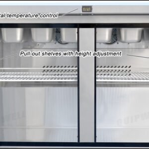 commercial salad prep fridge with glass display for pizzerias, cafés, and restaurants