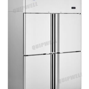 4-split door commercial upright storage freezer with stainless steel doors and auto defrost
