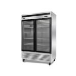 2-door commercial upright display fridge with Low-E glass and LED lighting