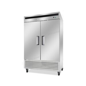 2-door commercial upright storage fridge with a stainless steel door and low running costs