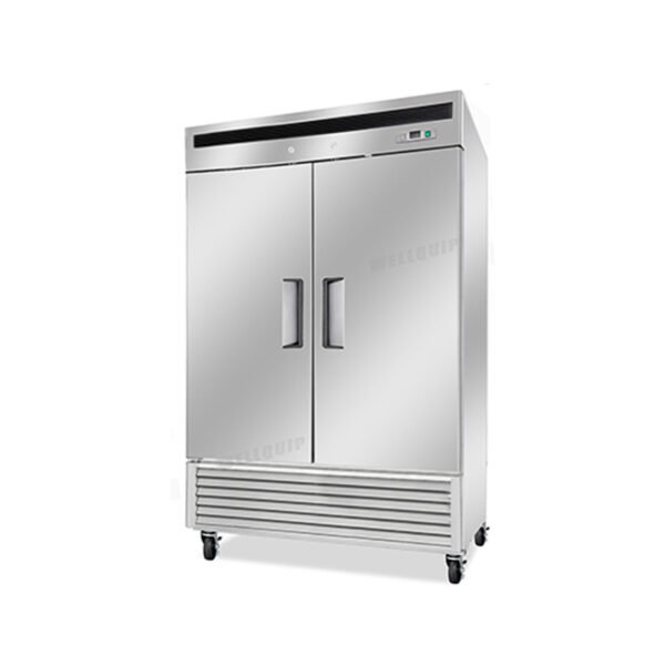 2-door commercial upright storage fridge with a stainless steel door and low running costs
