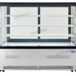 4-tier commercial cake display fridge with anti-fog panoramic glass and LED lighting