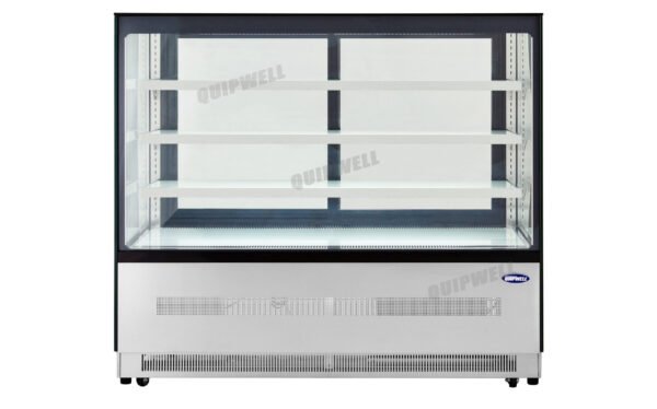 CFZ15-1 4-tier commercial cake display fridge with anti-fog panoramic glass and LED lighting