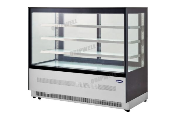 CFZ15-3 4-tier commercial cake display fridge with anti-fog panoramic glass and LED lighting
