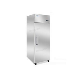 1-door commercial upright storage fridge with a stainless steel door and low running costs