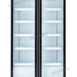 2-door commercial upright display fridge with full height Low-E glass doors and LED lighting
