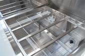 commercial mega salad prep fridge with stainless steel GN pans