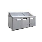 commercial mega salad prep fridge with stainless steel GN pans