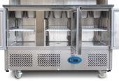 commercial saladette prep fridge with stainless steel GN pans