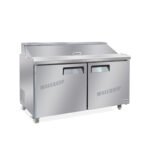 commercial salad prep fridge with stainless steel GN pans