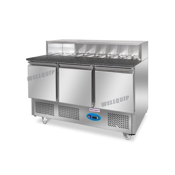SALADETTE-SALAD-BENCH-.jpg commercial saladette prep fridge with stainless steel GN pans