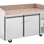 commercial bakery prep fridge with granite benchtop and splashbacK