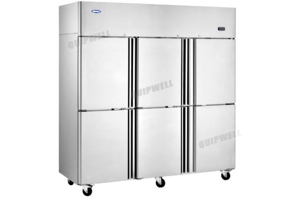 TBSC15-1 Edit 6 split door commercial upright storage fridge with stainless steel doors and low running costs