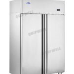 2-door commercial upright storage fridge with stainless steel doors and low running costs