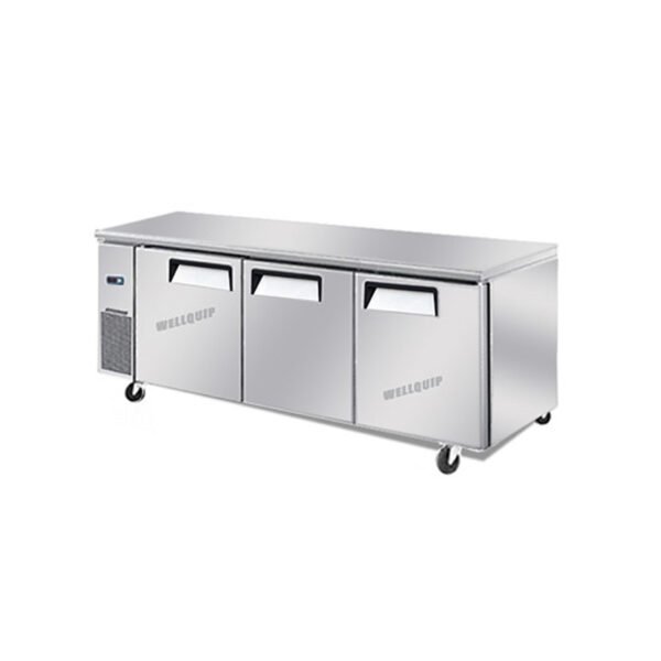 3-door commercial under bench freezer with stainless steel doors and low running costs