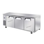 3-door commercial under bench fridge with stainless steel doors and low running costs