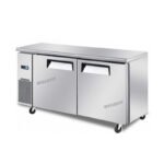 2-door commercial under bench fridge with stainless steel doors and low running costs