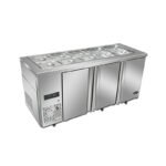 commercial saladette prep fridge with stainless steel GN pans