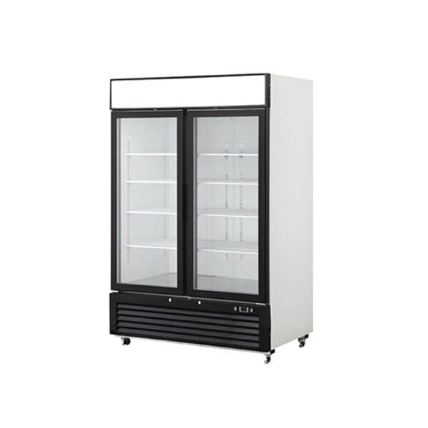 p5-1.jpg 2-door commercial upright display fridge with sliding glass doors and LED lighting
